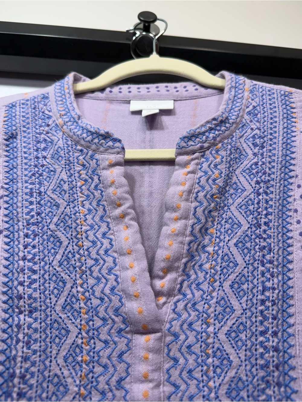 J.Jill Purple Embroidered 100% Cotton Boho Blouse Top M Petite - Picture 8 of 13